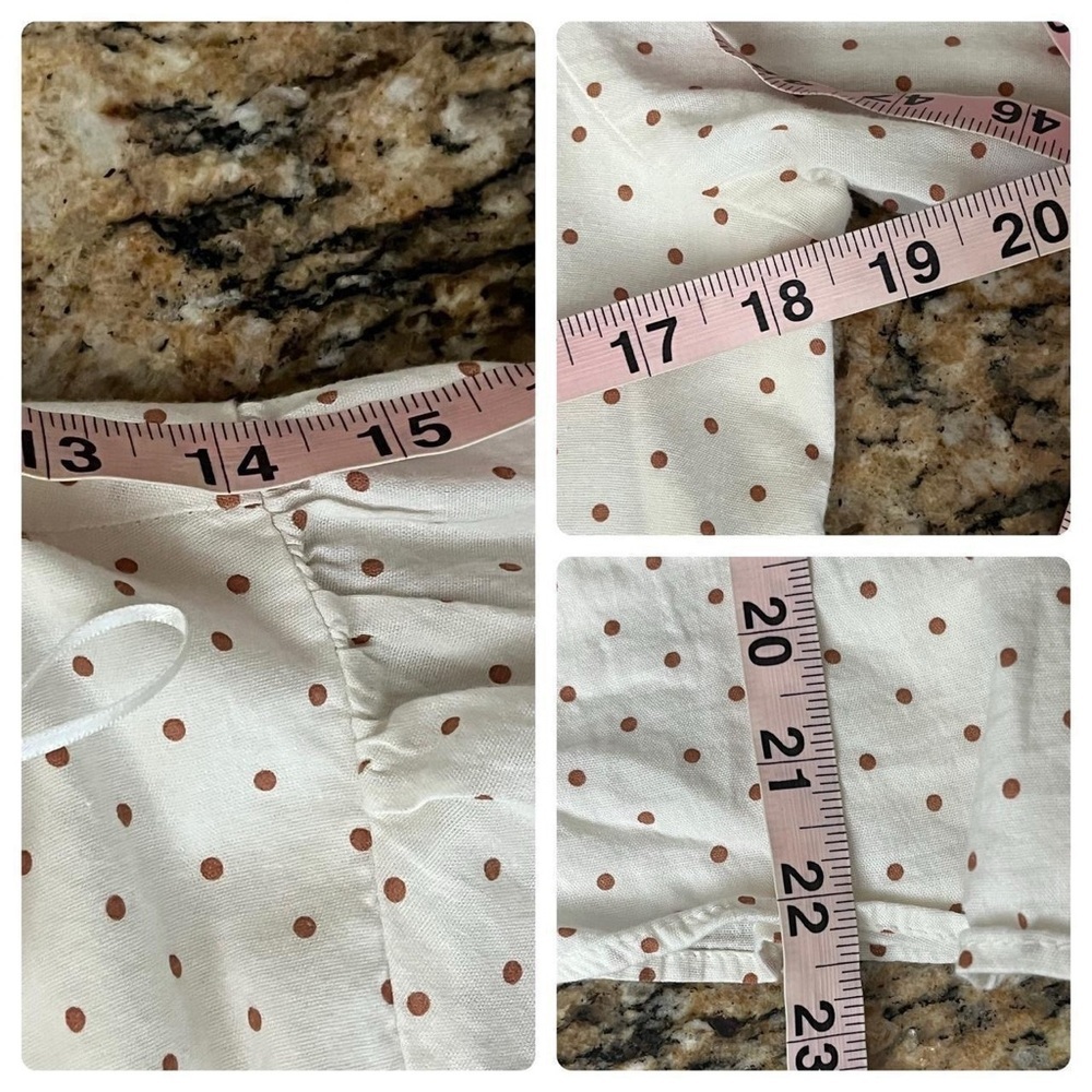 LC Lauren Conrad Cream Polka Dot Ruffle Wrap Blouse - Picture 6 of 9